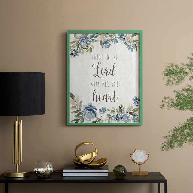 «Trust in the Lord», reproduction encadrée - bois massif, H 21 po x l 17 po, Vert