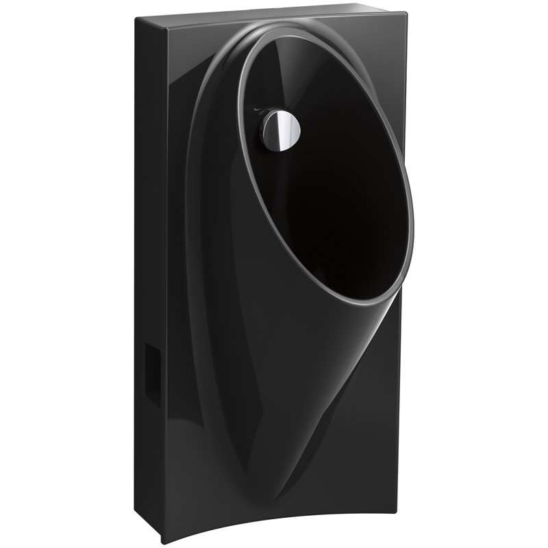 Steward Hybrid High-Efficiency Urinal with 1/2" Flexible Rear Supply Hose, Black Black