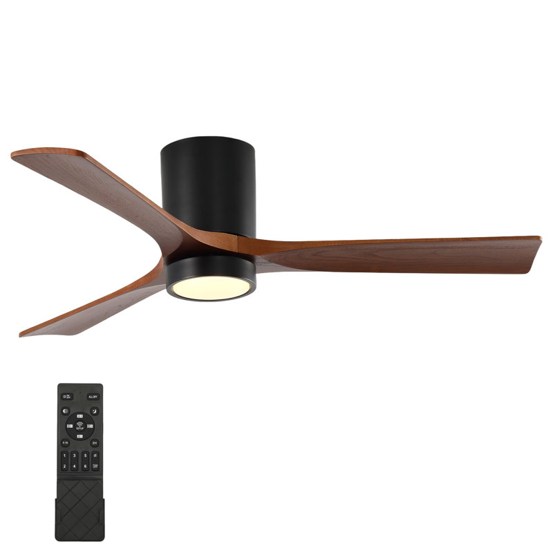 52" 3 - Blade Led Solid Wood Ceiling Fan With Remote Control