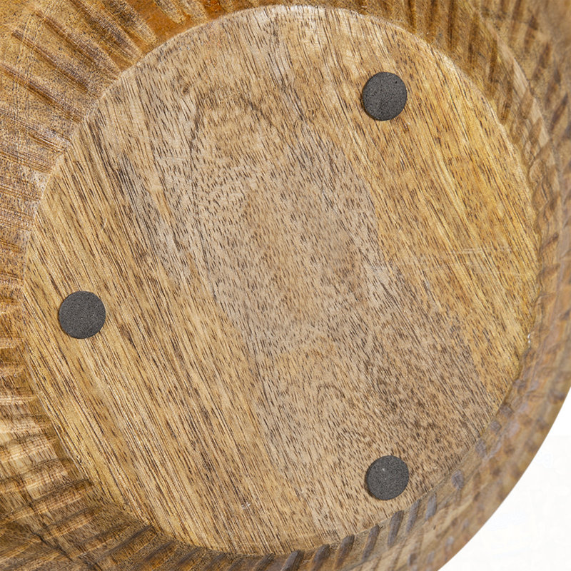Bol décoratif rond en bois avec une base étroite unique
