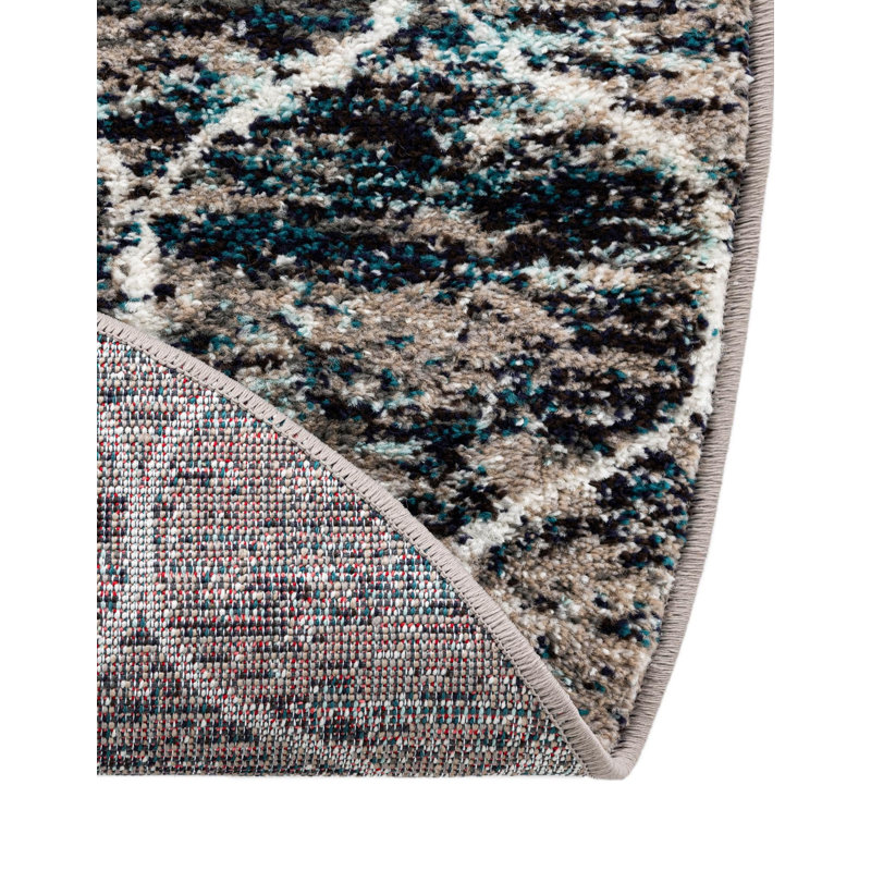 Tapis brun Riverlea, Bleu multicolore, Ovale 6 pi 1 po x 9 pi