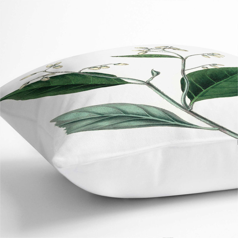 Gum Benjamin Tree Illustration Cushion with Filling, White, 40cm H x 40cm W x 15cm D