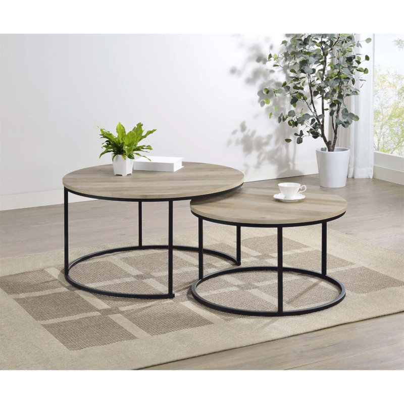 Ensemble de tables basses gigognes 2 pièces Arrize, polyvalent et peu encombrant