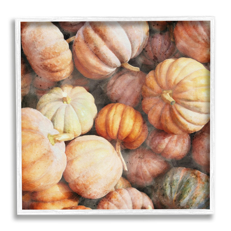 Automne citrouilles et gourdes - cadre flottant, impression sur bois, H 24 po x l 24 po x P 1,5 po