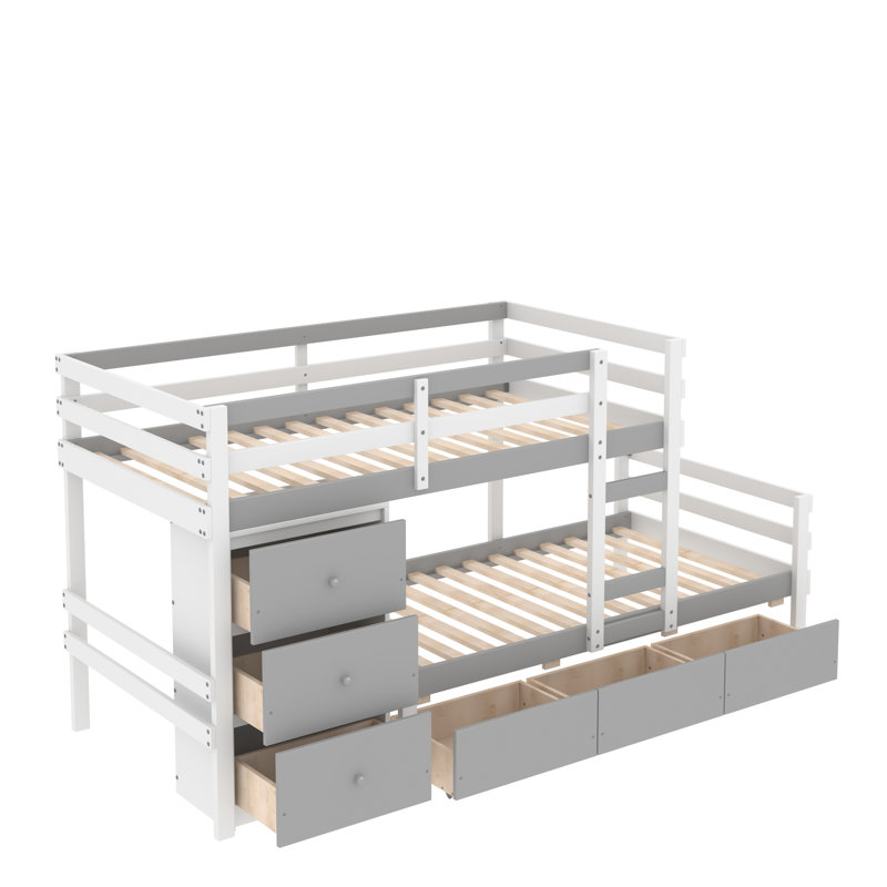 Handlon Kids Twin Over Twin Bunk Bed, Grey