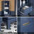 Blue Bathroom Storage Cabinet, Tall Narrow Freestanding Bathroom Cabinet with 3 Open Shelves, Adjustable Shelf & Drawer, Slim Bathroom Floor Cabinet Organizer for Small Spaces, 13.8"W x 11.8"D x 66.9"H