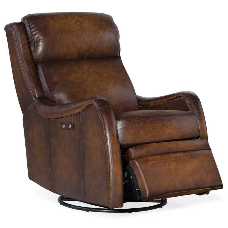 Sulema Leather Power Recliner, Brown Genuine Leather
