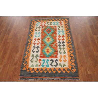 Multicolor Wool Kilim Oriental Foyer Rug 3x4