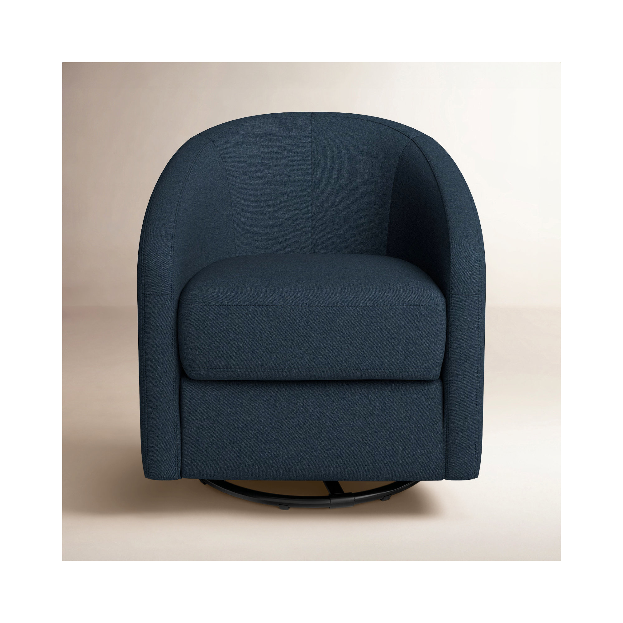 Madison Swivel Glider, Navy Blue Microsuede Fabric, Black