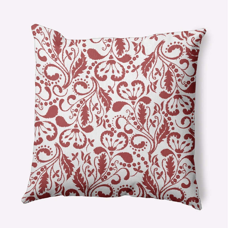 16" x 16" Coral and White Synthetic Down Floral Square Pillow