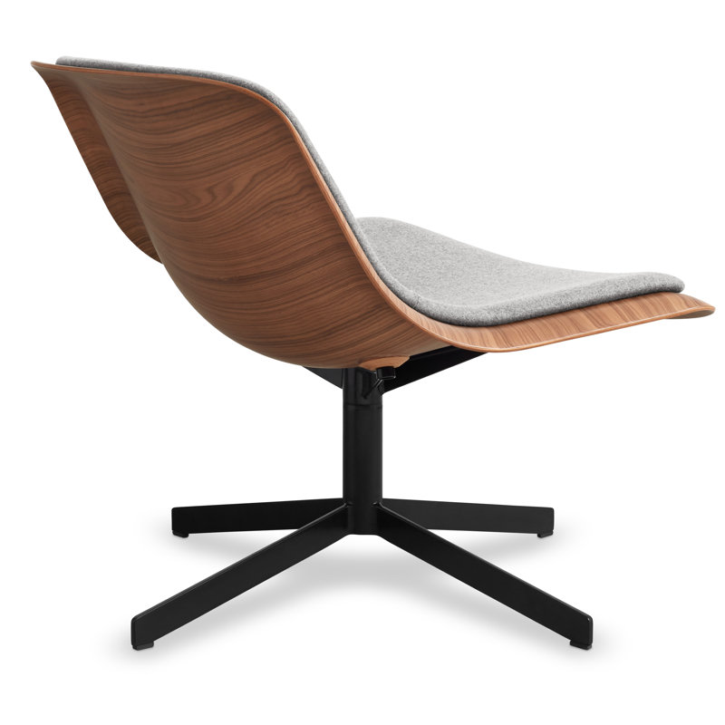 Nonesuch Swivel Lounge Chair, Light Gray, Walnut