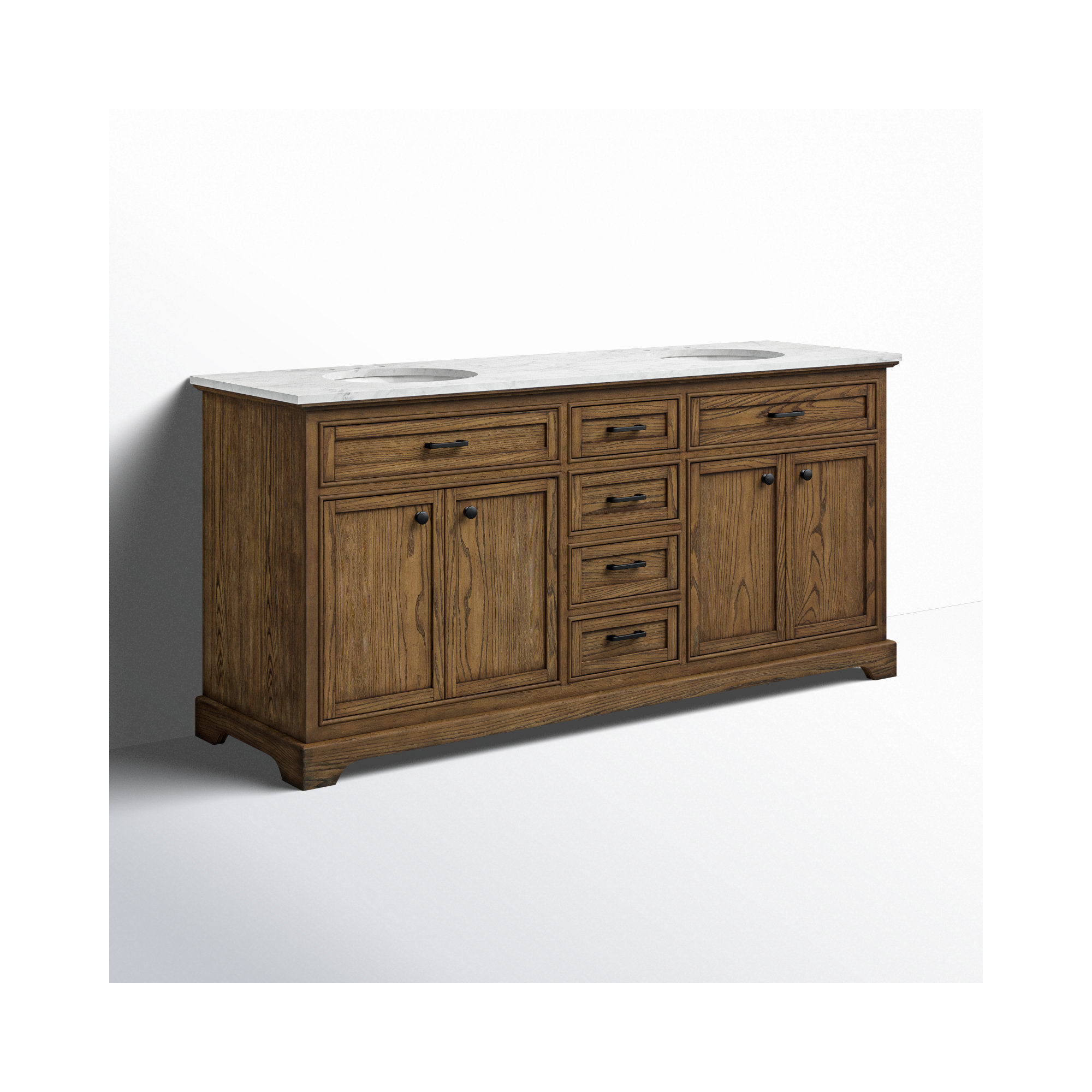 Hermes 72'' Double Bathroom Vanity, Driftwood, Carrara White