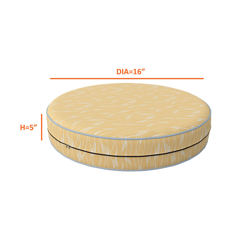 Decorative Indoor Outdoor Waterproof Round Cushion Cover, Patio UV Resistant Seat Cushion Cover, 5'' H x 16'' W