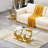 3 Piece Glass Coffee Table Set, Modern Living Room Table Set with 1 Coffee Table & 2 End Tables, Luxury Glass Coffee and End Table Set with 3C-Shape Stainless Steel Base for Home Office-236811602
