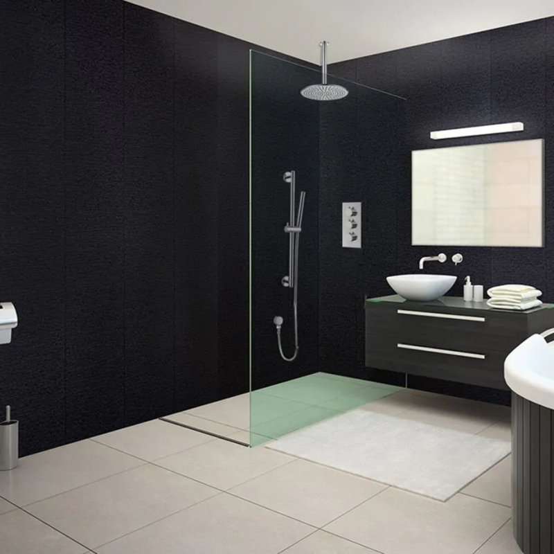 Sleek brushed nickel shower faucet with rainfall head and adjustable handheld sprayer