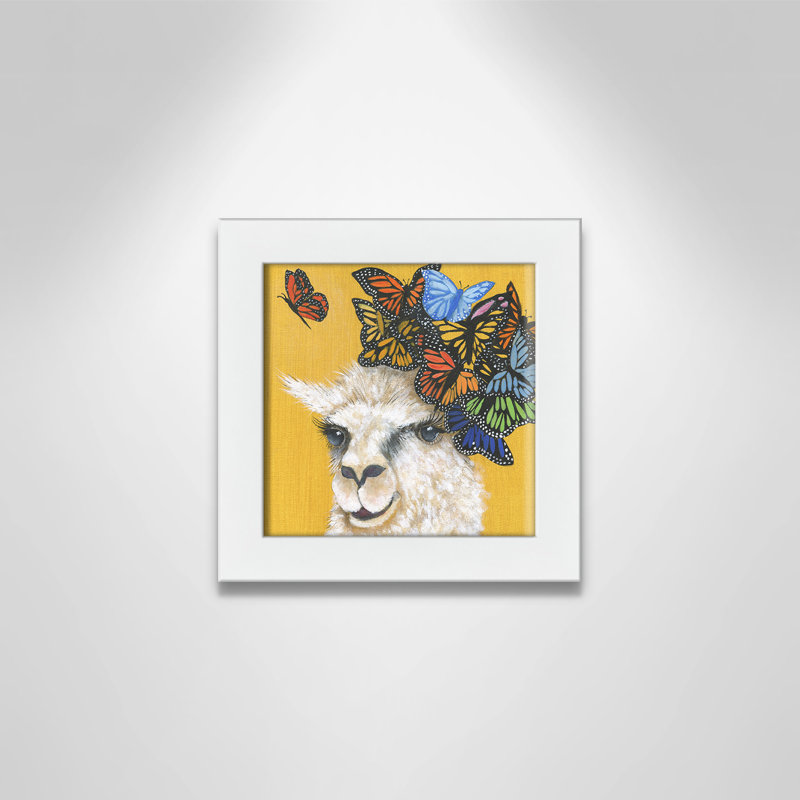 Art sur toile llama, H 10 po x l 10 po x P 0,625 po, Cadre blanc