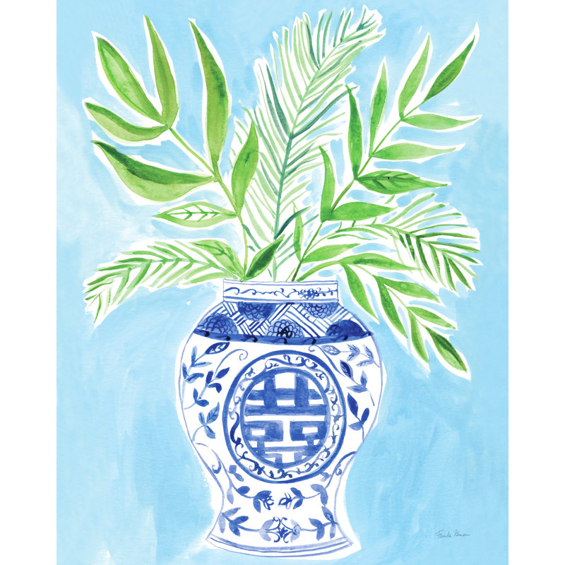 Bleu chinois, vert, indigo, cyan, bleu sarcelle, fougère, palmier, feuilles, tropical, H 24 po x l 48 po x P 1,5 po