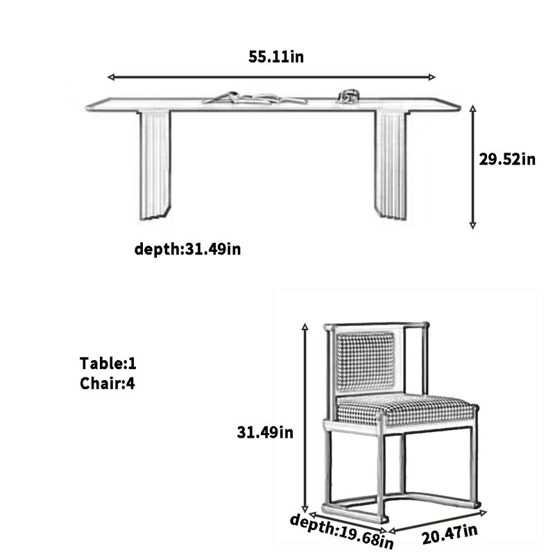 Combinaison de table et de chaises en bois massif rétro