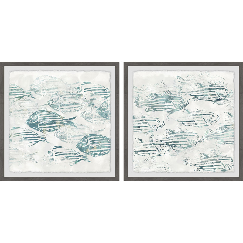 Ensemble de 2 cadres photo Sealife Batik, H 32 po x l 32 po x P 1,5 po