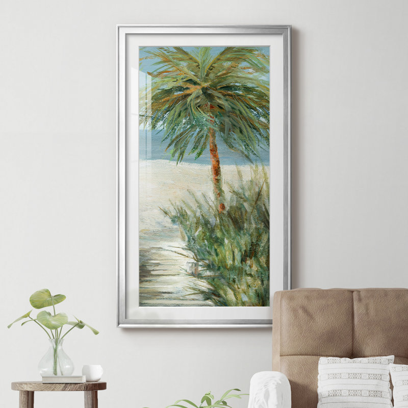 Beach Walk II - reproduction de photo sur papier encadrée, H 22,5 po x l 42,5 po x P 1,5 po, Feuille argentée