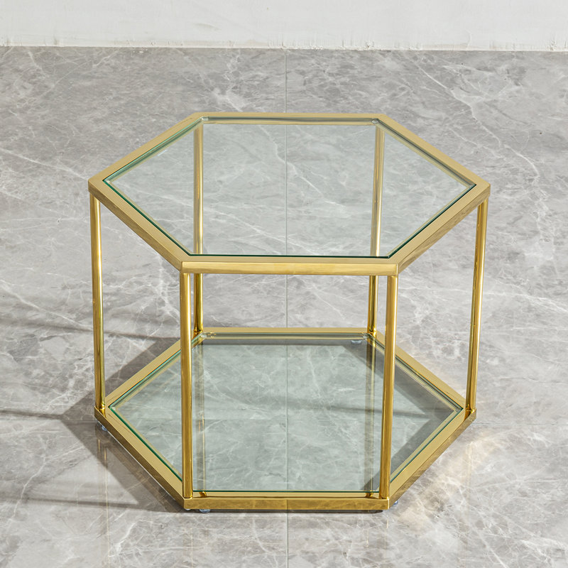 Table de bout avec canapé hexagonal de 23,6 po de largeur et 2 niveaux