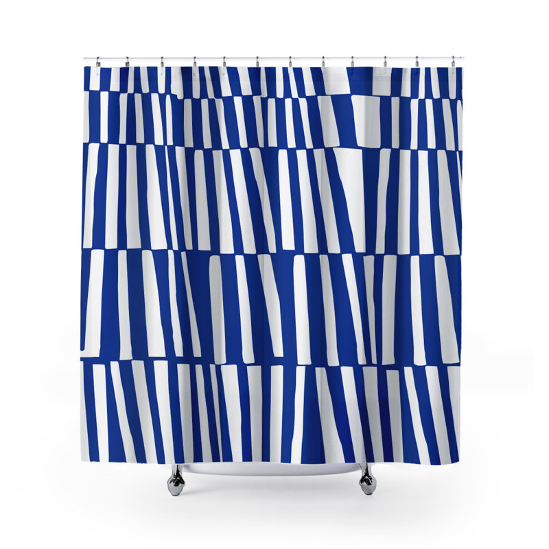 Thora Abstract Mid-Century Shower Curtain, Navy
