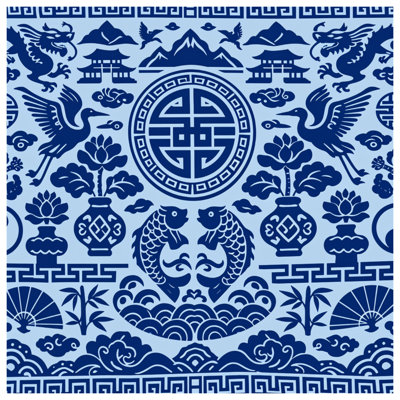 Blue Asian Motif Comforter