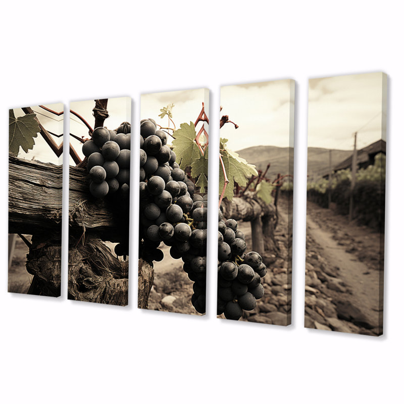 Vintage Charm Winery - impression sur toile de campagne - 5 panneaux égaux