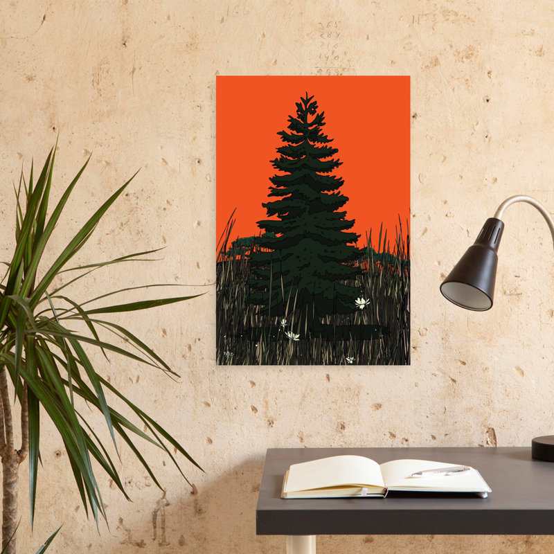 Arbre au crépuscule, paysage audacieux de pin, H 24 po x l 16 po