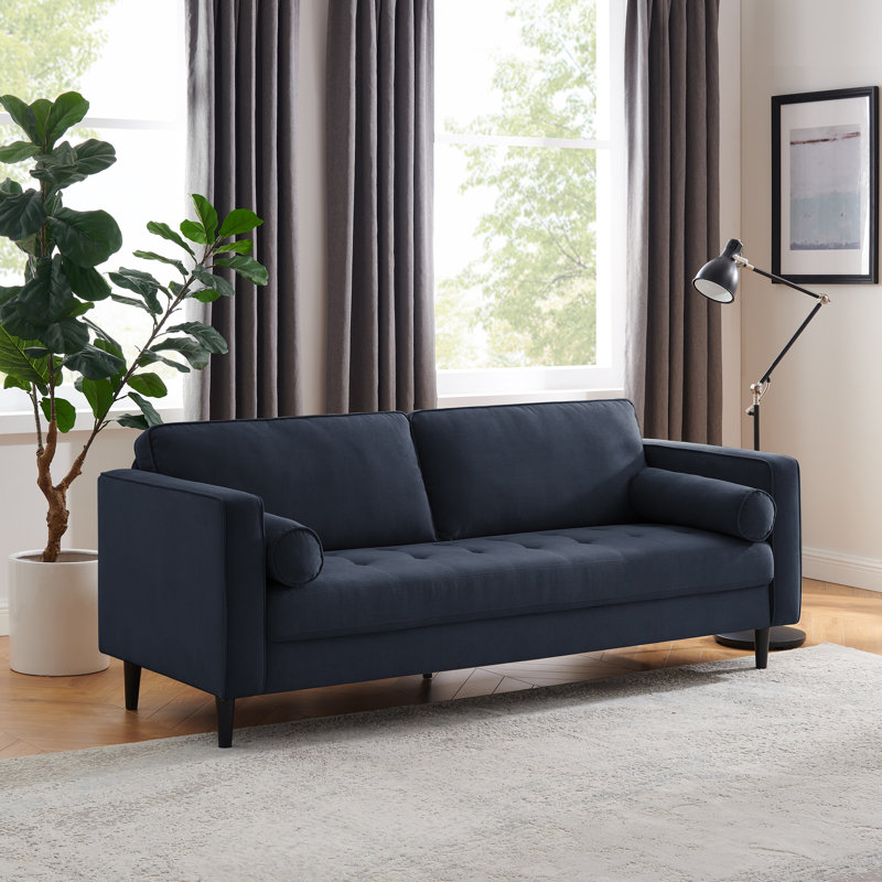 Jeses 207Cm Square Arms Sofa,  Dark Blue Polyester Blend
