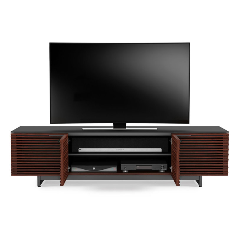 Corridor TV Stand for TVs up to 85", Chocolate Stained Walnut