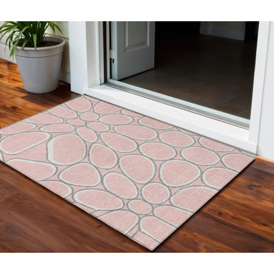 Tapis intérieur lavable abstrait 3 pi x 5 pi rose