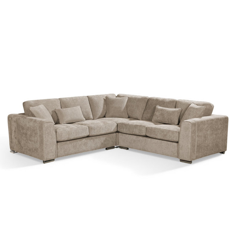 4 Seater Corner Sectional, Beige Chenille