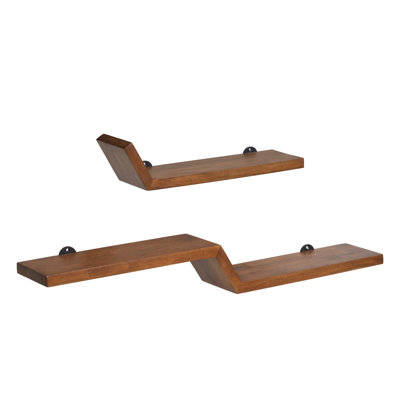 Ensemble de 2 tablettes flottantes en bois de manguier massif Marv