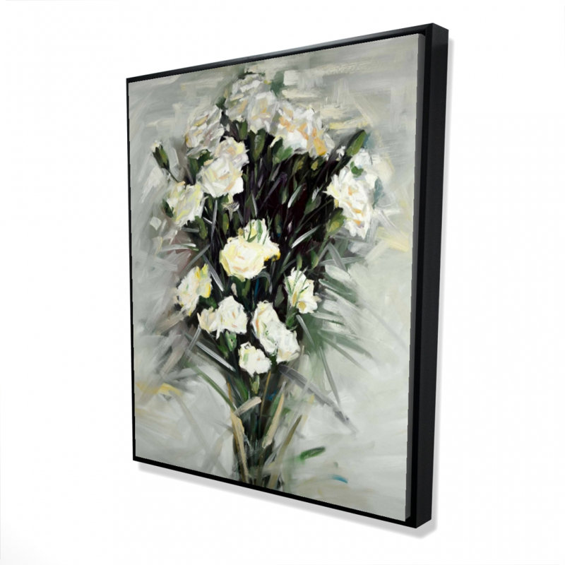Lisianthus White Bouquet Print On Canvas, H 60 po x l 48 po