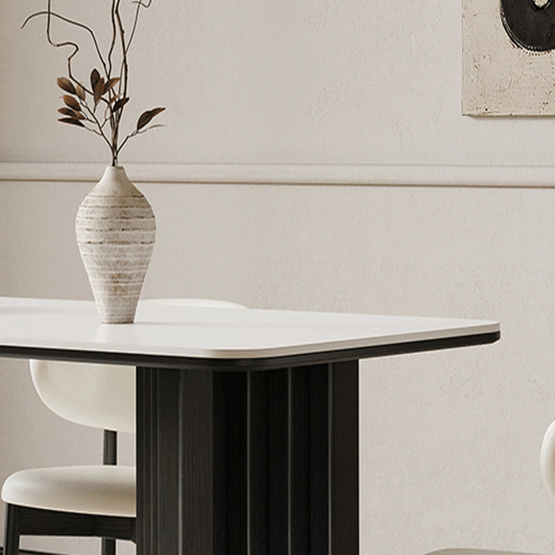 French Style Simple Modern Home Dining Table Solid Wood Base Dining Table, 29.52"H x 55.11"L x 31.49"W