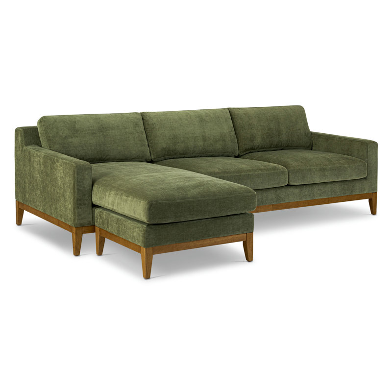 Dalijah Velvet Reversible Chaise Sectional In Distressed Green