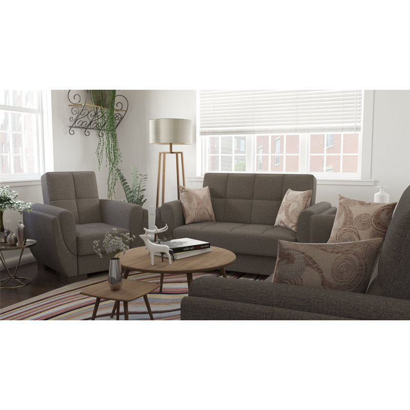 Collection Upholstered Convertible Loveseat with Storage, Perfect for Family Gatherings and Space - Saving in Various Living Environments