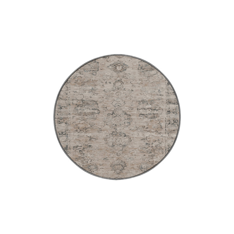Machine Washable Gray Area Rug, Round 7'