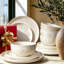 4 assiettes à dîner 4 pièces 10,75 po, glaçure réactive, rebord anti-éclaboussures, va au micro-ondes, registre de mariage et cadeau des Fêtes, damas