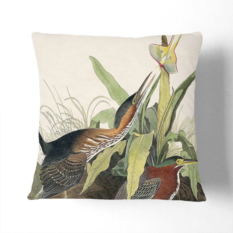 Heron by John James Audubon Cushion with Filling, White, 55cm H x 55cm W x 20cm D