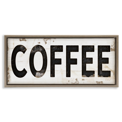 "Coffee", typographie rétro, art mural encadré sur toile flottante par Jennifer Pugh kwp-1069