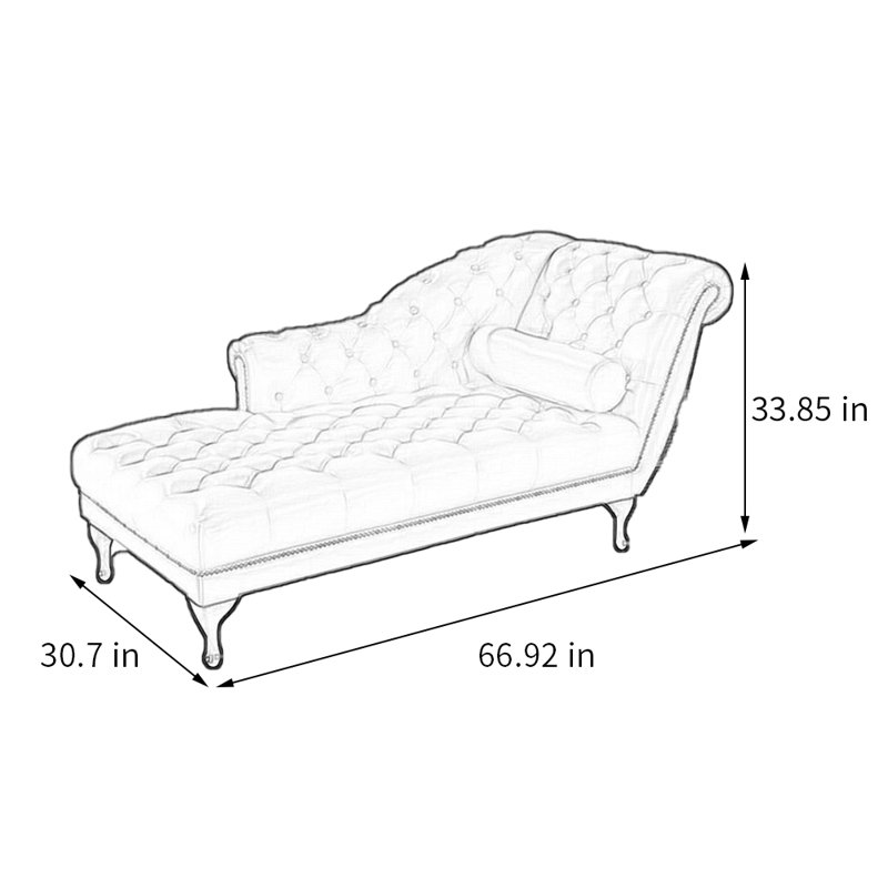 Chaise longue rembourrée Kolson, Chaise longue à accoudoir droit