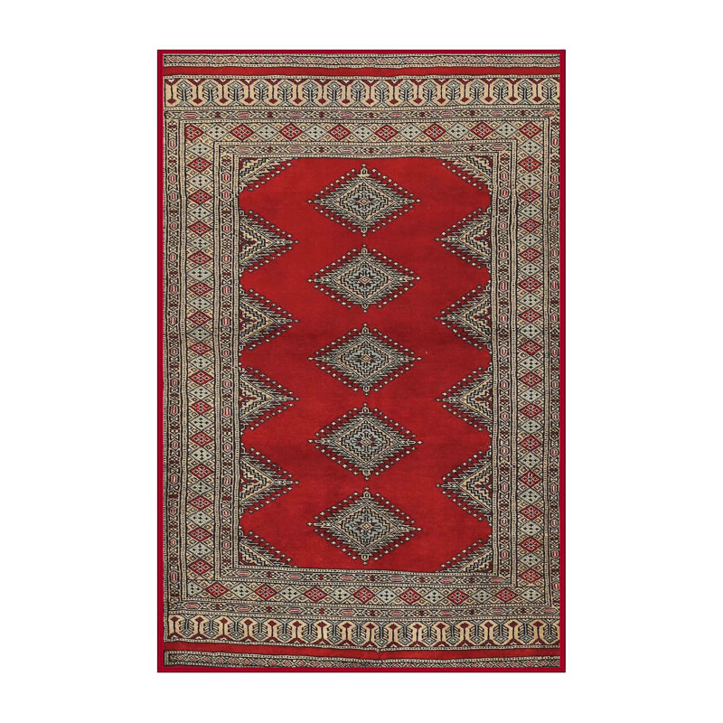 Tapis oriental rouge / noir / bleu sarcelle, Rectangle 8 pi x 10 pi