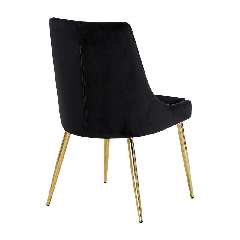 16.75'' H Velvet Upholstered Parsons Chair, Black