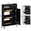 Shoe Storage Cabinet – 3 Rattan Flip Drawers & Open Shelves, Freestanding Shoe Organizer for Entryway, Hallway-1275988786