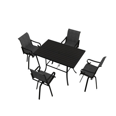 4 - Person Patio Dining Set Umbrella Hole Included Rectangular Table