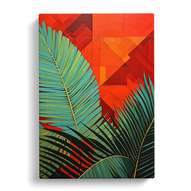 Palm Leaf Constructivism No.4 - Wrapped Canvas, 50cm H x 35cm W x 3cm D