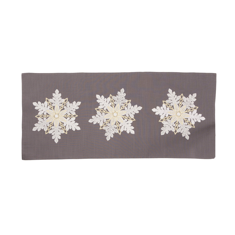 Neymar Sparkling Snowflakes Embroidered Christmas Table Runner, 70" L x 15" W