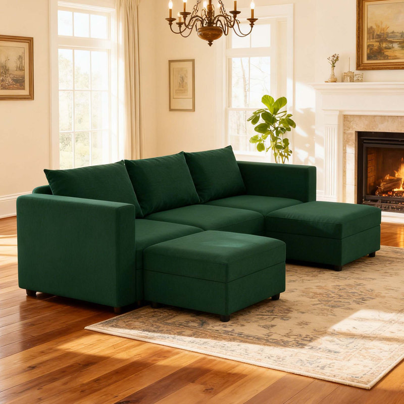  Canapé modulaire rembourré 5 pièces 90 po BOX MODULE STO SOFA, Mélange de coton